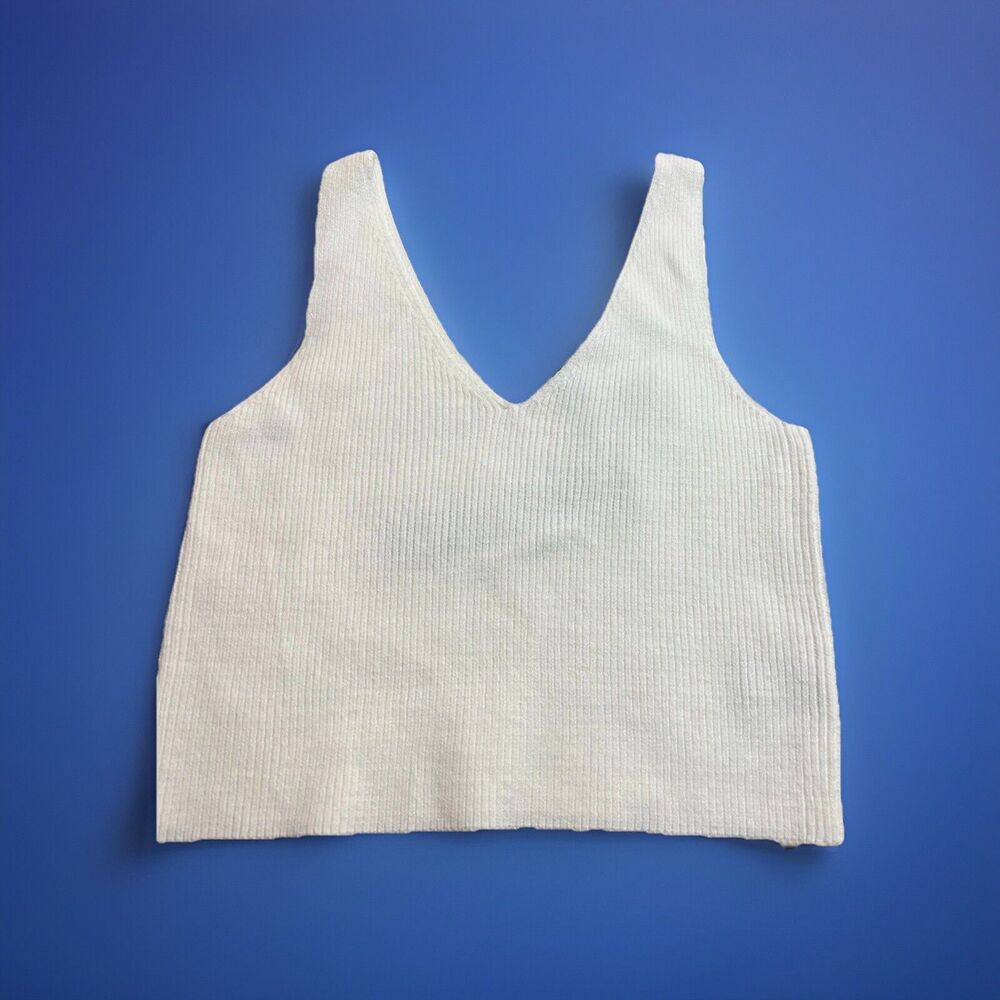 House of Harlow 1960 Womens‎ Knit Cropped Tank Top White Sleeveless boho NWT XS